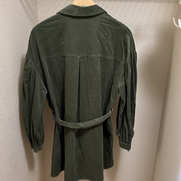 ASOS DESIGN cord mini shirt dress in khaki size 10 runs oversized A476 - Picture 6 of 6